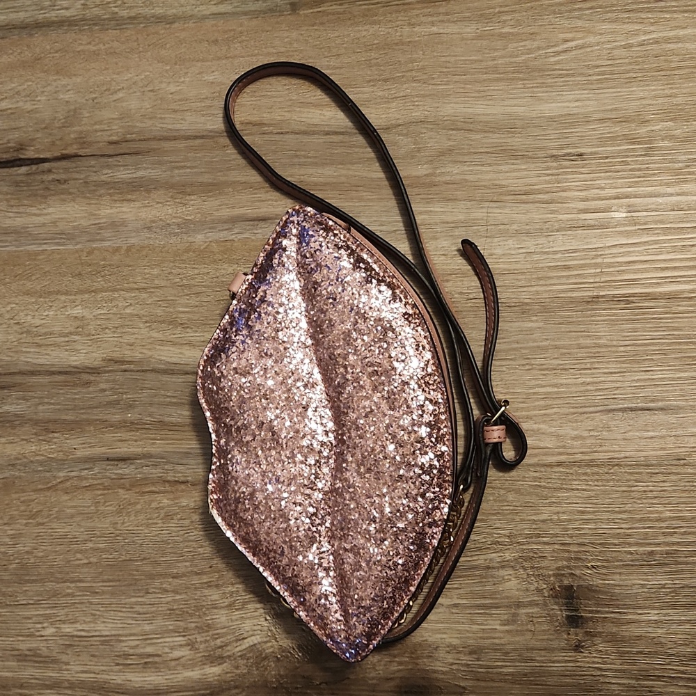 Glitter Lip Shaped Aldo Adjustable Crossbody Purse